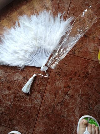 Abanico plumas blanco boda