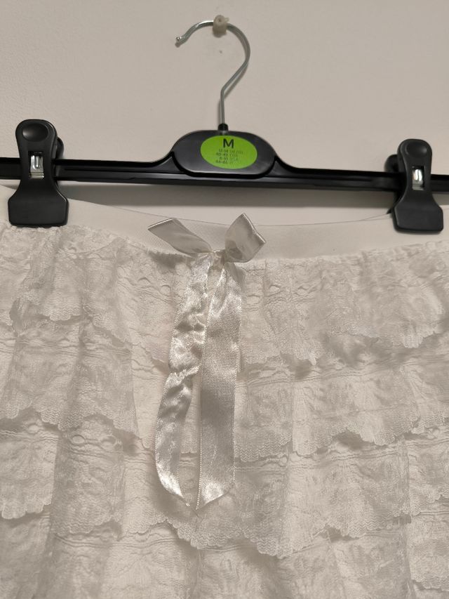 Short blanco encaje - M