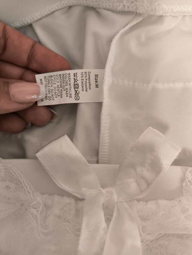 Short blanco encaje - M