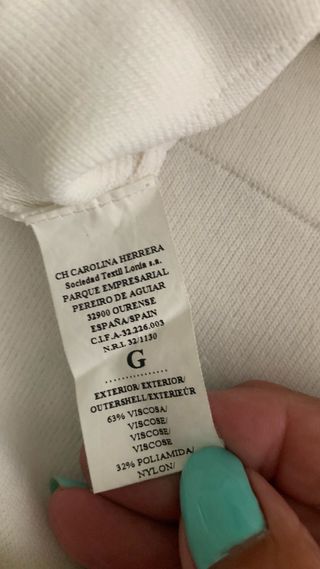 Top Carolina Herrera blanco - Talla L