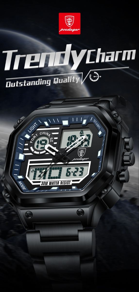 Reloj POEDAGAR deportivo negro