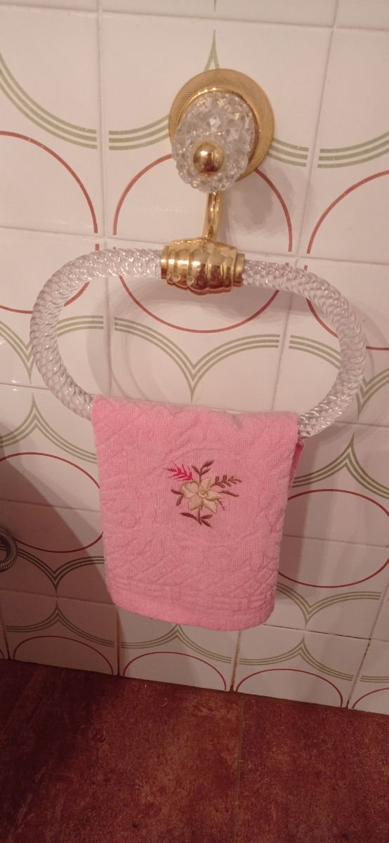 Toallero baño - cristal dorado