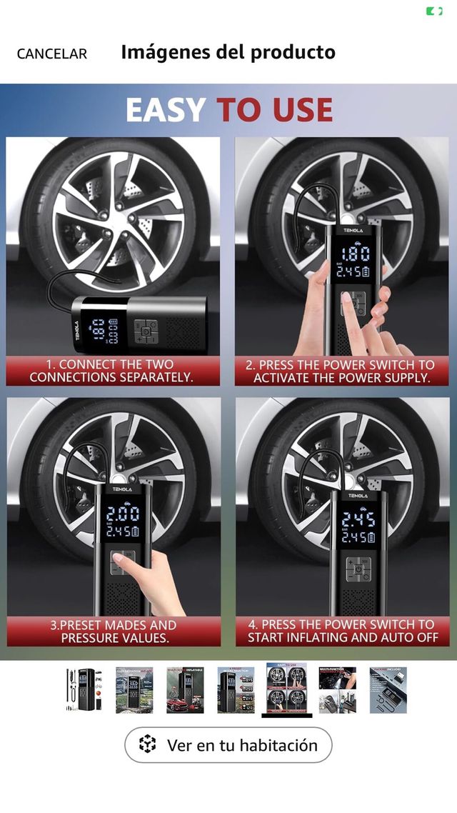 TEMOLA Inflador Portátil Coche