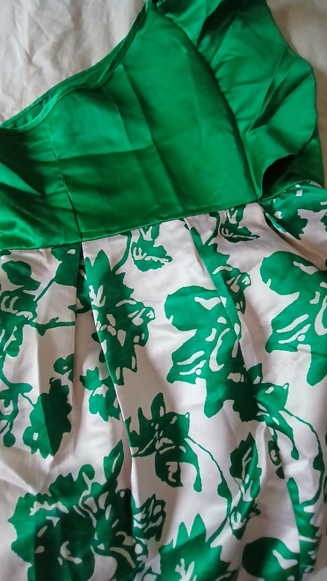 Vestido fiesta verde y rosa