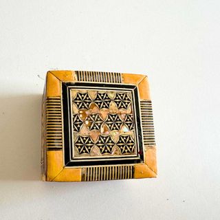 Joyero vintage pequeño madera y nácar artesanal
