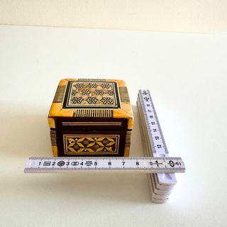 Joyero vintage pequeño madera y nácar artesanal