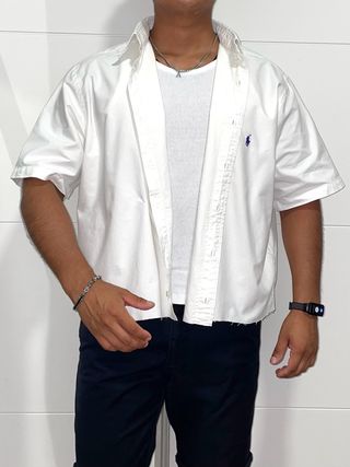 Camisa Polo Ralph Lauren blanca Cropped Boxy Fit 