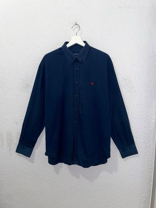 Camisa Burberry London Azul Marino Logo Rojo XL