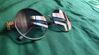 Gafas redondas azules doradas