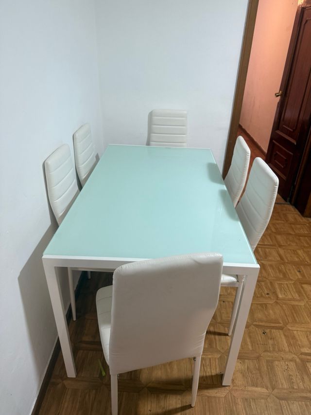 Mesa cristal moderna - 6 sillas