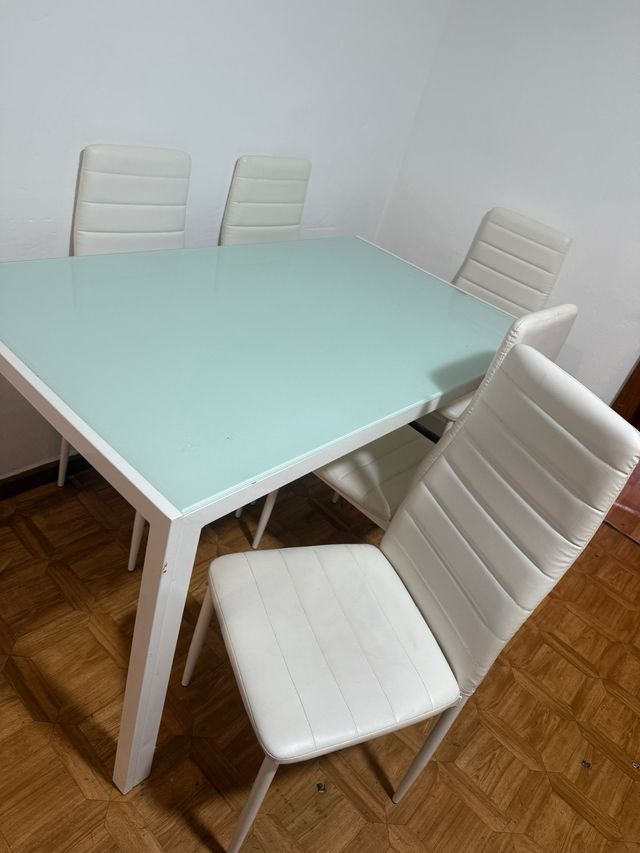 Mesa cristal moderna - 6 sillas