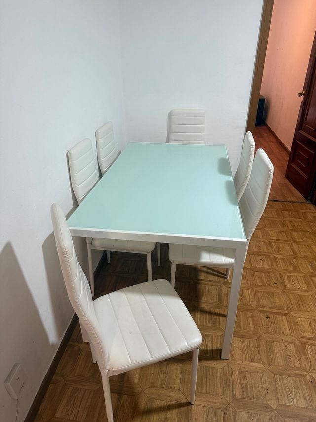 Mesa cristal moderna - 6 sillas