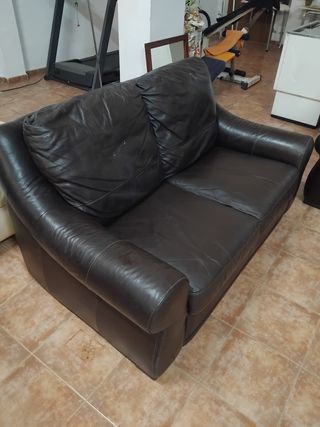 Sofá de cuero marrón 3+2 plazas