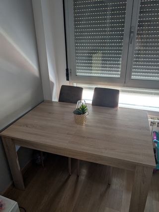 Mesa comedor extensible beige 140x90cm