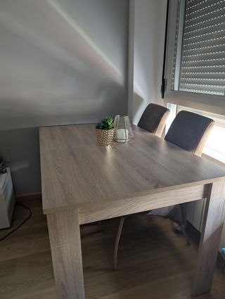 Mesa comedor extensible beige 140x90cm