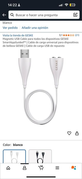 Cable USB GESKE magnético blanco