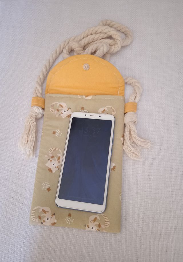 Bolsito bandolera tela - beige/amarillo