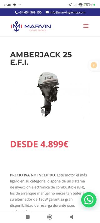 Motor fueraborda Selva 25cv 2° marca de yamaha