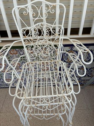 6 Sillas jardín hierro blanco vintage para jardín