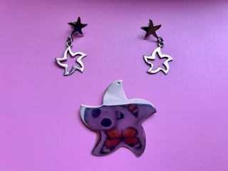 Pendientes y colgante estrella plata 925
