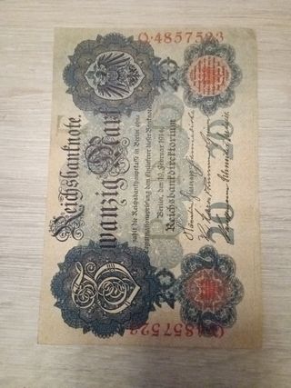 Billetes Alemania 20 y 1000 marcos