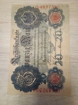 Billetes Alemania 20 y 1000 marcos