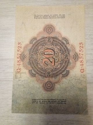 Billetes Alemania 20 y 1000 marcos