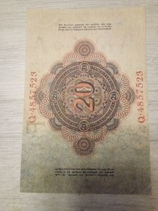 Billetes Alemania 20 y 1000 marcos
