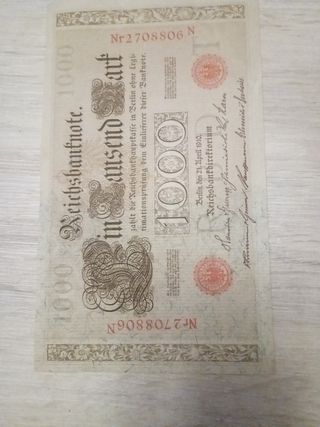 Billetes Alemania 20 y 1000 marcos