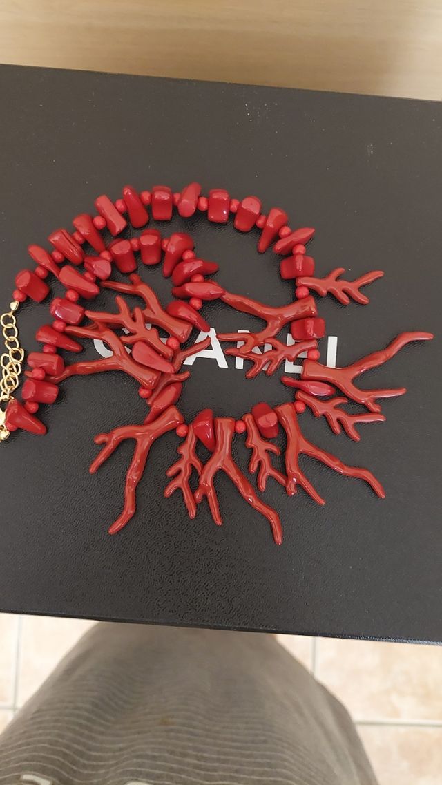 Collar rojo ramas coral