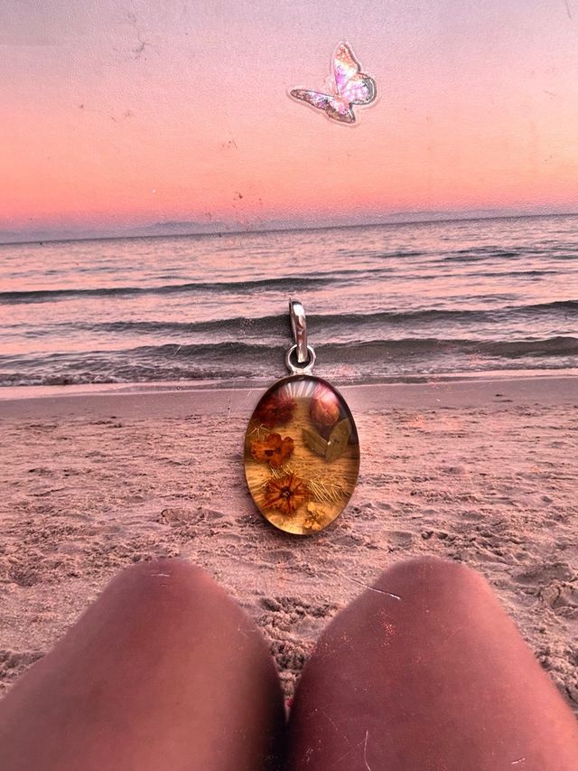 Colgante plata flores secas