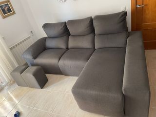 Sofá eléctrico chaise longue 3 plazas gris