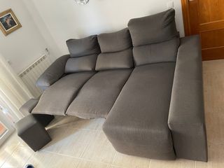 Sofá eléctrico chaise longue 3 plazas gris