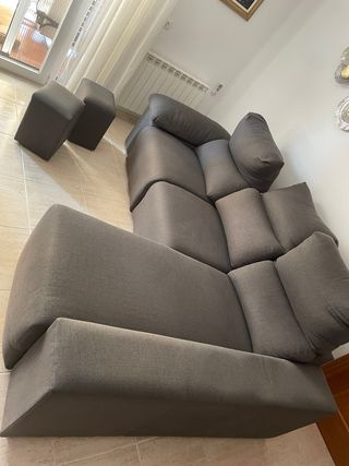 Sofá eléctrico chaise longue 3 plazas gris