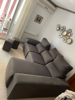 Sofá eléctrico chaise longue 3 plazas gris