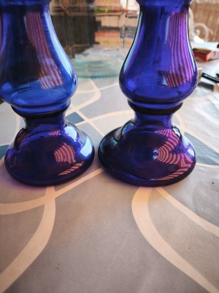 2 lampadari in cristallo blu