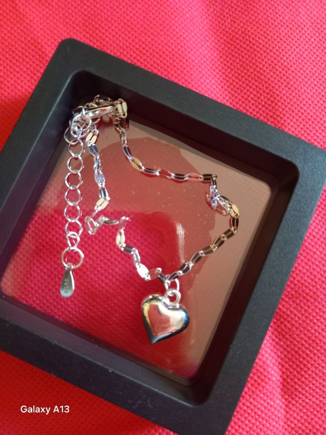 Cavigliera cuore argento 925