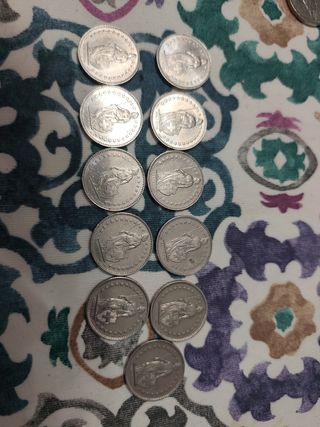 13 monedas de Francos Suizos: 1968 & 2010