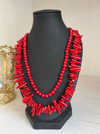 Collar de coral rojo - 2 piezas