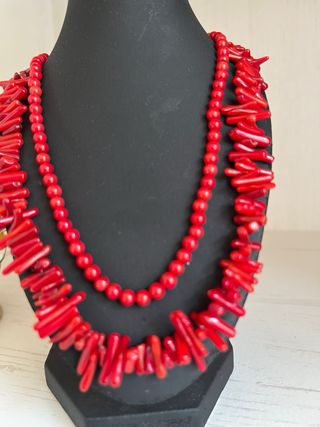 Collar de coral rojo - 2 piezas