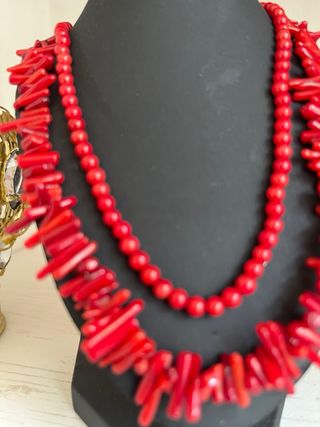 Collar de coral rojo - 2 piezas