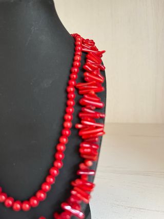 Collar de coral rojo - 2 piezas