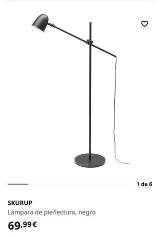 Lámpara pie Ikea negra SKURUP
