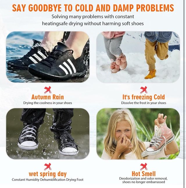 Secador eléctrico portátil para zapatos botas 360