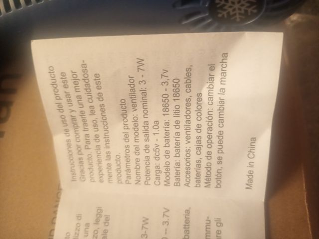 Ventilador cuello azul