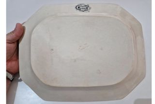 ANTIGUA BANDEJA OCTOGONAL PORCELANA LOZA SIGLO XIX