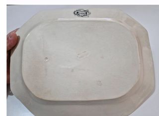 ANTIGUA BANDEJA OCTOGONAL PORCELANA LOZA SIGLO XIX