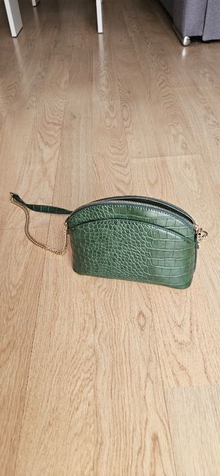 Bolso bandolera verde textura cocodrilo
