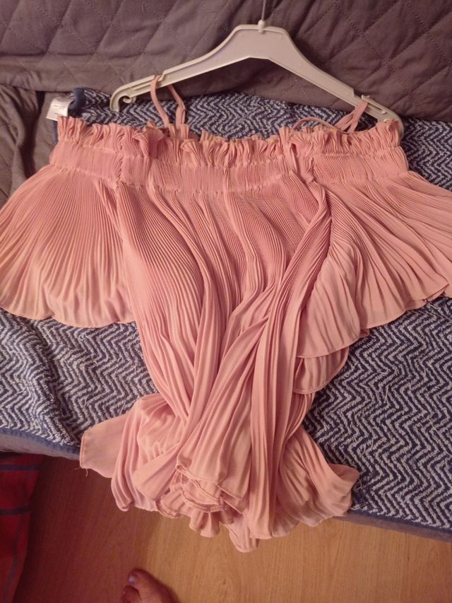 Blusa rosa plisada