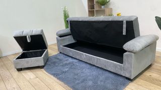 Sofá cama gris - terciopelo